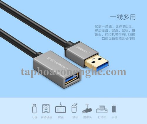 Ugreen 10494 0.5M màu Đen Cáp tín hiệu nối dài USB 3.0 dáng dây nhỏ cao cấp US115 30010494